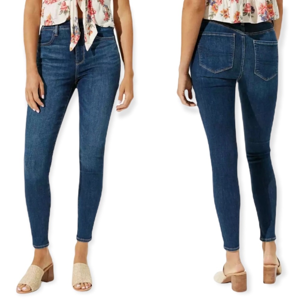 American Eagle Short Hi-Rise Jeggings Medium Dark Blue Wash